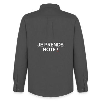 Je prends note humour réunion bureau - Chemise Oxford homme Stanley/Stella - charbon - Dos - AI Model Male 185 dark (185cm)