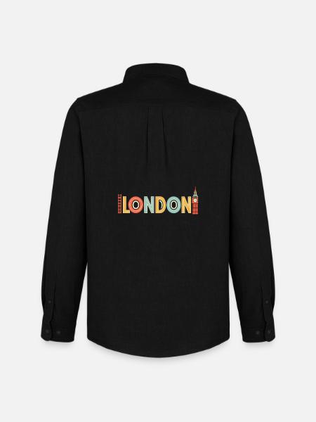 Multicoloured retro London - Men's Oxford Shirt by Stanley/Stella - black