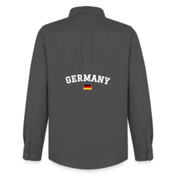 Drapeau allemand Design anglais blanc - Chemise Oxford homme Stanley/Stella - charbon - Dos - AI Model Male 185 dark (185cm)