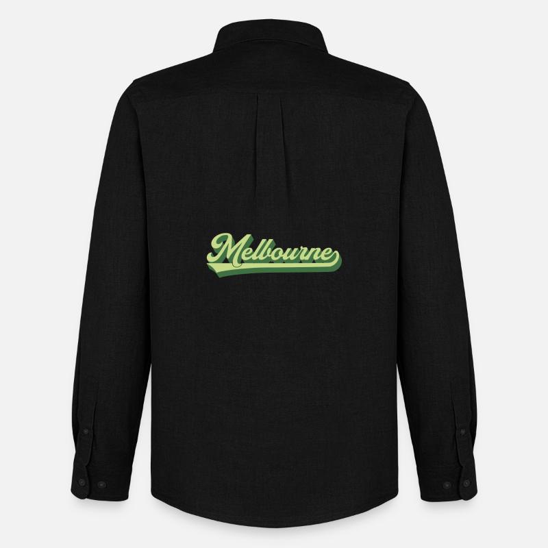 Melbourne Retro Schriftzug - Männer Oxford Hemd von Stanley/Stella - Schwarz