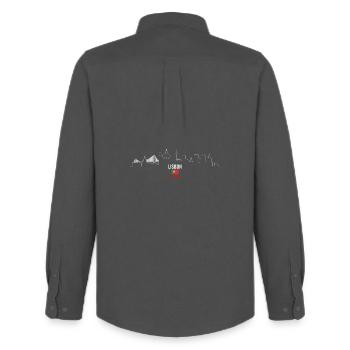 Lisbon Skyline with Flag - Men's Oxford Shirt by Stanley/Stella - anthracite - Back - AI Model Male 185 dark (185cm)