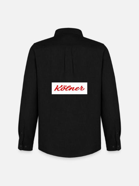 Kölner Roter Script-Logo Print - Männer Oxford Hemd von Stanley/Stella - Schwarz
