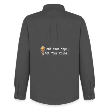 Not Your Keys Not Your Coins Crypto Kryptowährung - Männer Oxford Hemd von Stanley/Stella - Anthrazit - Hinten - AI Model Male 185 dark (185cm)