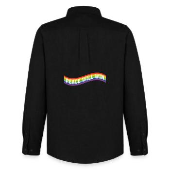 Peace will win Flag - Männer Oxford Hemd von Stanley/Stella - Schwarz - Hinten - AI Model Male 185 dark (185cm)