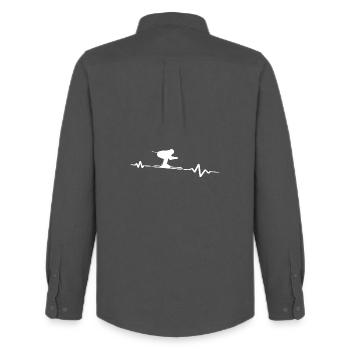 Herzschlag Alpin Skifahrer Passion  Kardiogramm  - Männer Oxford Hemd von Stanley/Stella - Anthrazit - Hinten - AI Model Male 185 dark (185cm)