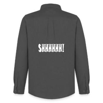 Chut ! Typographie minimaliste - Chemise Oxford homme Stanley/Stella - charbon - Dos - AI Model Male 185 dark (185cm)