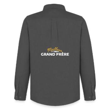 Design Inspired by Fraternity in Solidarity - Men's Oxford Shirt by Stanley/Stella - anthracite - Back - AI Model Male 185 dark (185cm)