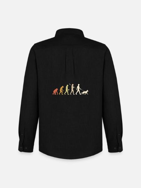 Deutschen Schäferhund Evolution lustiges Hundebesitzer-Geschenk - Männer Oxford Hemd von Stanley/Stella - Schwarz