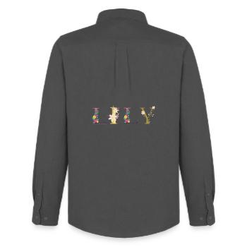 Nom de LILY décoré de fleurs - Chemise Oxford homme Stanley/Stella - charbon - Dos - AI Model Male 185 dark (185cm)