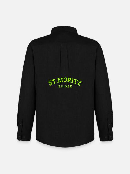 St. Moritz - Suisse - Switzerland - Swiss - Men's Oxford Shirt by Stanley/Stella - black