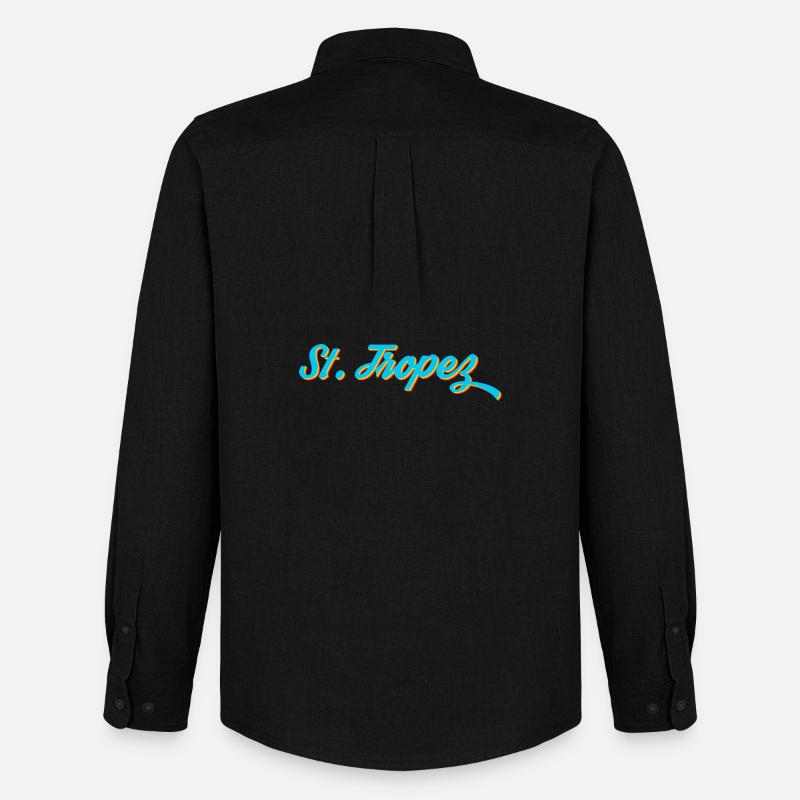 Calligraphie au néon de Saint-Tropez - Chemise Oxford homme Stanley/Stella - noir