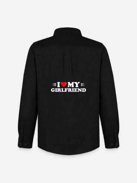 I Love My Girlfriend Distressed - Men's Oxford Shirt by Stanley/Stella - black