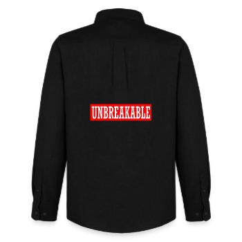 unbreakable unstoppable indomitable gym illegal - Men's Oxford Shirt by Stanley/Stella - black - Back - AI Model Male 185 dark (185cm)