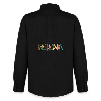 SELENA Name Art With Flowers Embroidered - Men's Oxford Shirt by Stanley/Stella - black - Back - AI Model Male 185 dark (185cm)