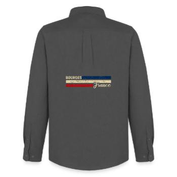 France - Bourges - France - Flag - Stripes - Men's Oxford Shirt by Stanley/Stella - anthracite - Back - AI Model Male 185 dark (185cm)