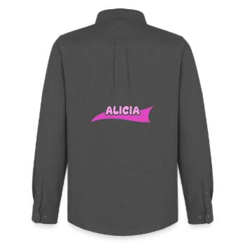 Gift for Alicia - Men's Oxford Shirt by Stanley/Stella - anthracite - Back - AI Model Male 185 dark (185cm)