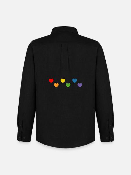 Rainbow Heart Tshirt Mix LGBTQ - Men's Oxford Shirt by Stanley/Stella - black