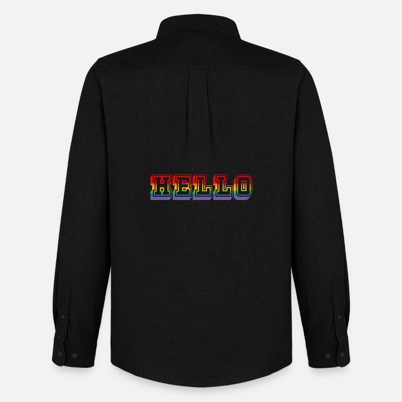 LGBTQI HELLO rainbow tshirt - Männer Oxford Hemd von Stanley/Stella - Schwarz