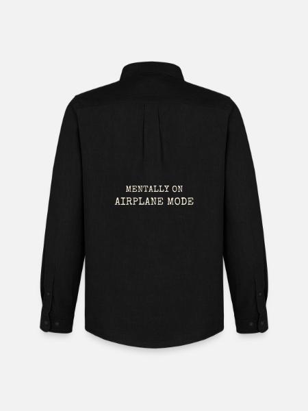 Mentalement dans l’avion, mode Introverti - Chemise Oxford homme Stanley/Stella - noir