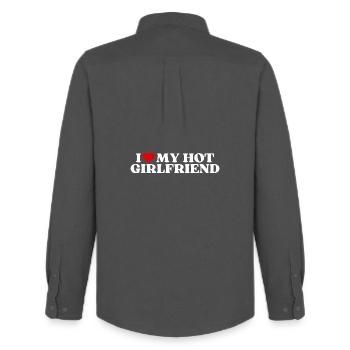 I love my hot girlfriend! süßer couple Spruch cool - Männer Oxford Hemd von Stanley/Stella - Anthrazit - Hinten - AI Model Male 185 dark (185cm)