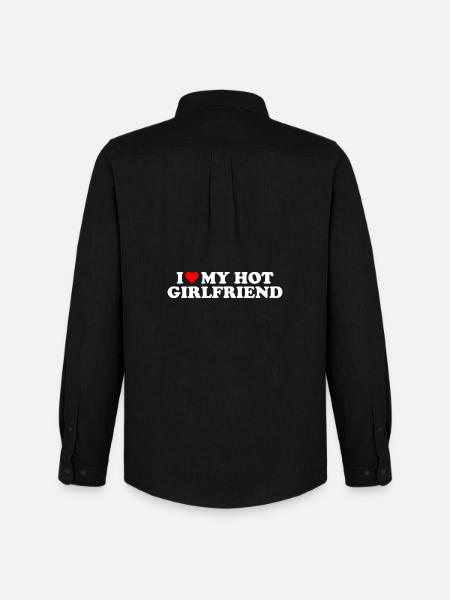 I Love My Hot Girlfriend Statement - Men's Oxford Shirt by Stanley/Stella - black