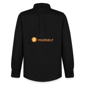 Bitcoin BTC - Men's Oxford Shirt by Stanley/Stella - black - Back - AI Model Male 185 dark (185cm)