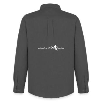 Mountain Pulse Snowboarder - Männer Oxford Hemd von Stanley/Stella - Anthrazit - Hinten - AI Model Male 185 dark (185cm)