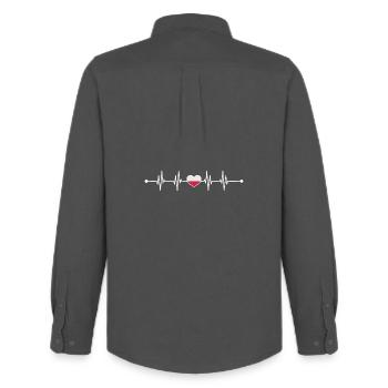 Heartbeat drapeau de la Pologne - Chemise Oxford homme Stanley/Stella - charbon - Dos - AI Model Male 185 dark (185cm)