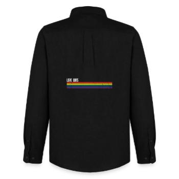 Superposition de fierté à rayures arc-en-ciel - Chemise Oxford homme Stanley/Stella - noir - Dos - AI Model Male 185 dark (185cm)