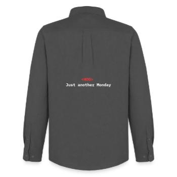 400 < > Lundi comme les autres | Humour des développeurs - Chemise Oxford homme Stanley/Stella - charbon - Dos - AI Model Male 185 dark (185cm)