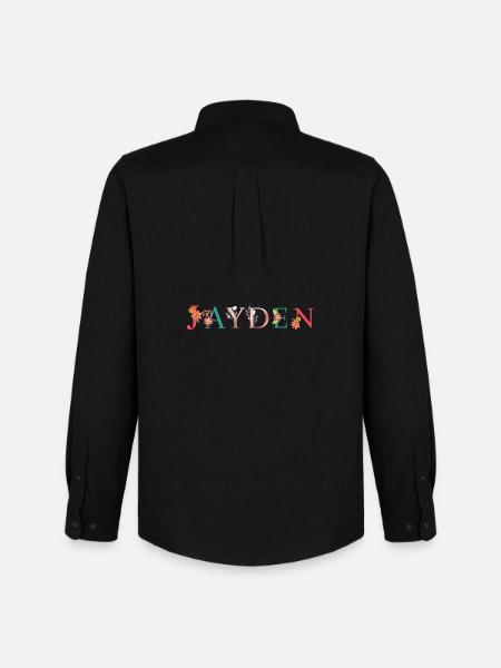 JAYDEN Namenskunst mit gestickten Blumen - Männer Oxford Hemd von Stanley/Stella - Schwarz