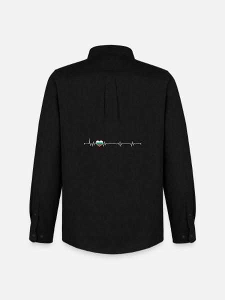 Heartbeat bulgaria flag - Men's Oxford Shirt by Stanley/Stella - black