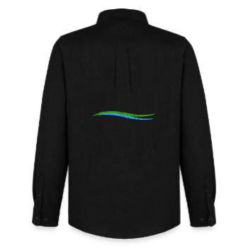 Waves | Wave | Land River - Men's Oxford Shirt by Stanley/Stella - black - Back - AI Model Male 185 dark (185cm)
