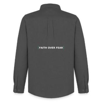 Faith Over Fear Bold Lettering - Men's Oxford Shirt by Stanley/Stella - anthracite - Back - AI Model Male 185 dark (185cm)