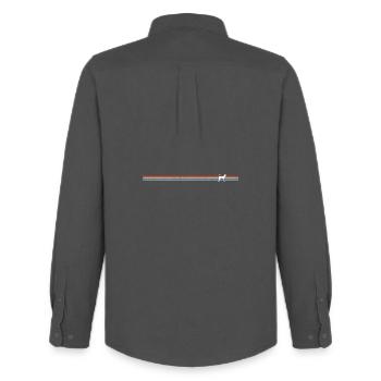 Silhouette de chien sur rayures - Chemise Oxford homme Stanley/Stella - charbon - Dos - AI Model Male 185 dark (185cm)