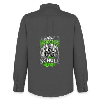 Zum Motocross Geboren Zur Schule Gezwungen - Männer Oxford Hemd von Stanley/Stella - Anthrazit - Hinten - AI Model Male 185 dark (185cm)