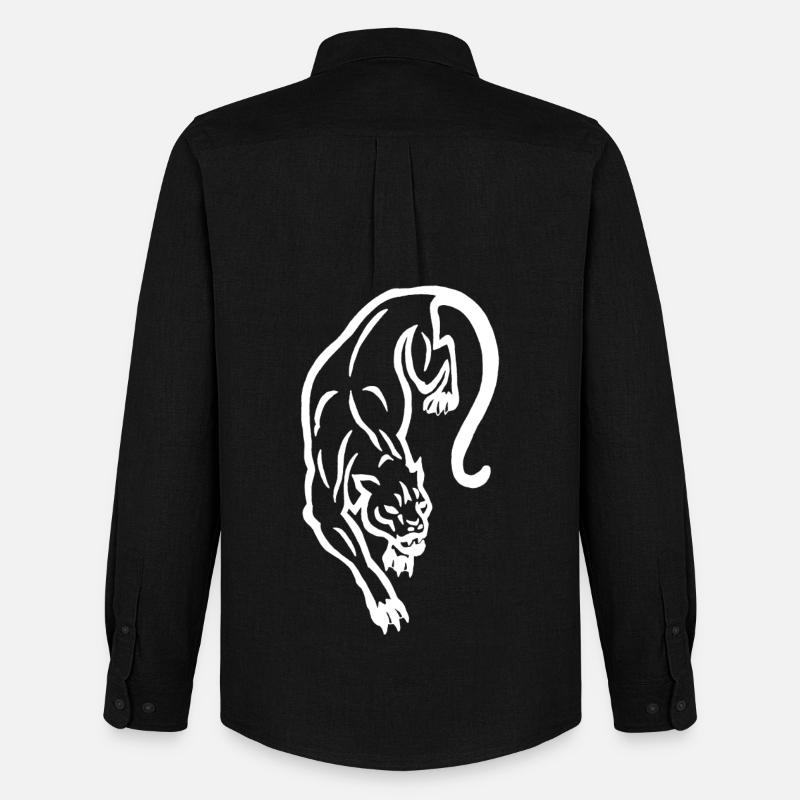 Weiße Panther-Silhouette - Männer Oxford Hemd von Stanley/Stella - Schwarz