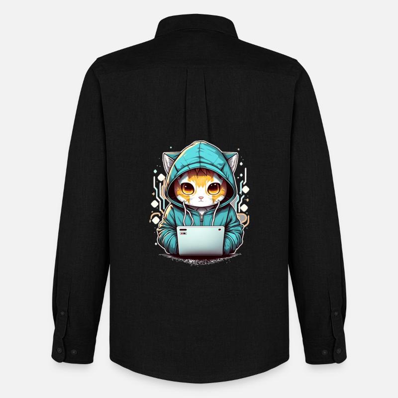 Coding cat - Männer Oxford Hemd von Stanley/Stella - Schwarz
