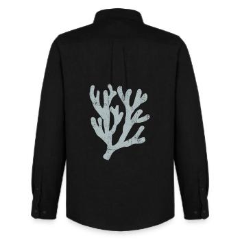 Pastel Coral Branch Silhouette - Men's Oxford Shirt by Stanley/Stella - black - Back - AI Model Male 185 dark (185cm)