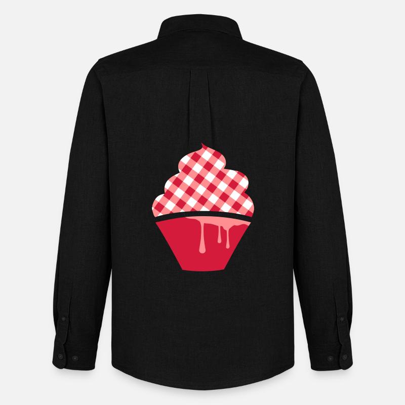 Stilisierter Cupcake mit Karo-Topping - Männer Oxford Hemd von Stanley/Stella - Schwarz