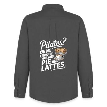 Pie and Latte Humour Design - Men's Oxford Shirt by Stanley/Stella - anthracite - Back - AI Model Male 185 dark (185cm)