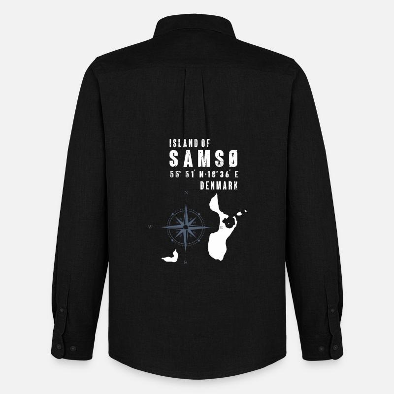 Samsø Samsoe Island Outline Compass - Men's Oxford Shirt by Stanley/Stella - black