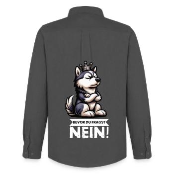 Avant que vous ne demandiez aux propriétaires de Huskies Huskies - Chemise Oxford homme Stanley/Stella - charbon - Dos - AI Model Male 185 dark (185cm)