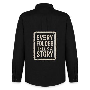 Every Folder Tells a Story - Men's Oxford Shirt by Stanley/Stella - black - Back - AI Model Male 185 dark (185cm)