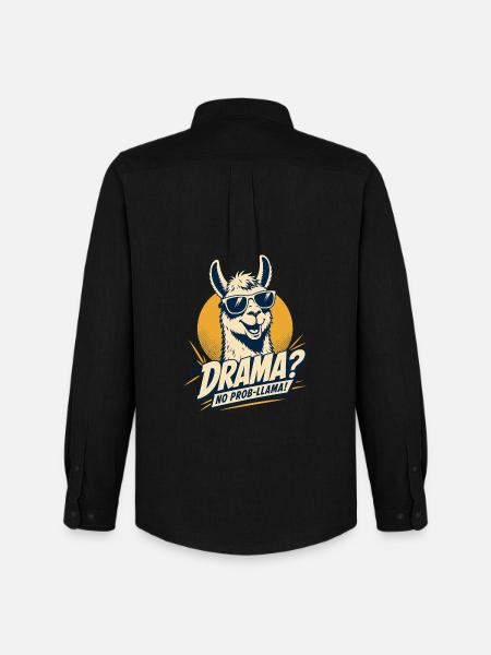 Drama No Prob Llama Humor - Men's Oxford Shirt by Stanley/Stella - black
