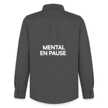 Mental en pause - Chemise Oxford homme Stanley/Stella - charbon - Dos - AI Model Male 185 dark (185cm)
