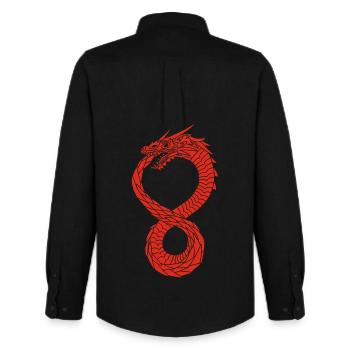 Roter unendlicher Drache - Männer Oxford Hemd von Stanley/Stella - Schwarz - Hinten - AI Model Male 185 dark (185cm)