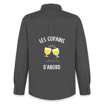 Les copains d'abord - Chemise Oxford homme Stanley/Stella - charbon - Dos - AI Model Male 185 dark (185cm)