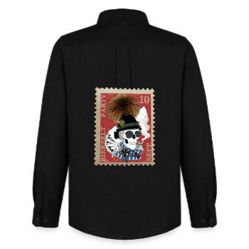 Briefmarke skull Bierzelt Party Sepp - Männer Oxford Hemd von Stanley/Stella - Schwarz - Hinten - AI Model Male 185 dark (185cm)