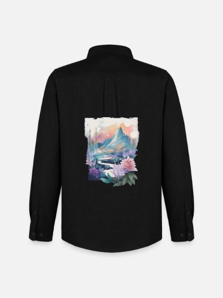 Flower landscape - Men's Oxford Shirt by Stanley/Stella - black